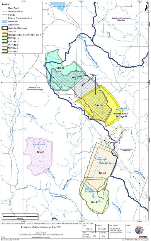 Figure 4.1: Alternative Tailings Storage Facility Locations