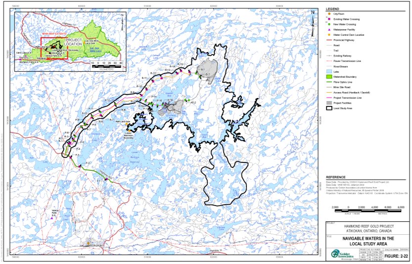 Map shows the local study area is bound to the north by Long Hike Lake, to the south by the inlet of the Seine River, Upper Seine Bay to the east, and Raft Lake and Upper Marmion Reservoir dam and sluiceway to the west.