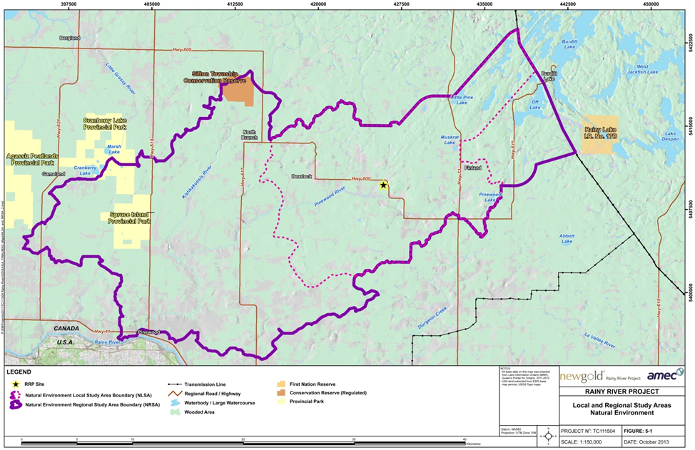 Title: Local and Regional Natural Environment Study Areas - Description: Map showing the local and regional natural environment study areas described in text in section 1.2.5.