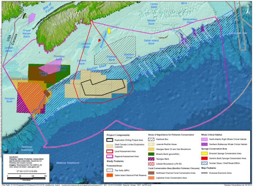 Figure 1 is a map showing the boundaries of the project area and spatial boundaries of areas within which the project's potential environmental effects were assessed. The map also shows various features of environmental importance such as critical habitat for species at risk and other protected areas.