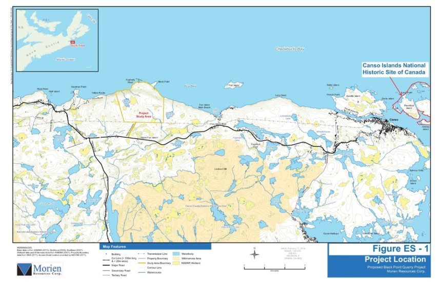 A map showing the location of the proposed site for the Project.