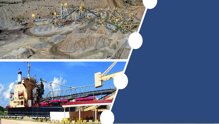 Cover photo - Typical aggregate quarry and typical aggregate carrier ship.