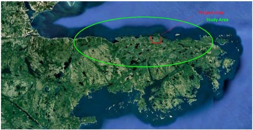 Map showing the geographic extent of the study are for the Mi'kmaq Ecological Knowledge Study that was conducted by the proponent.
