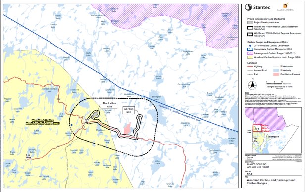 Figure 6 Federal and Provincial Boreal Caribou Habitat Ranges in Relation to the Gordon and MacLellan Sites