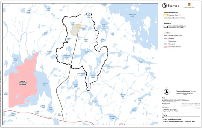 Figure B-9 Local Assessment Area for Fish and Fish Habitat for the Gordon Site