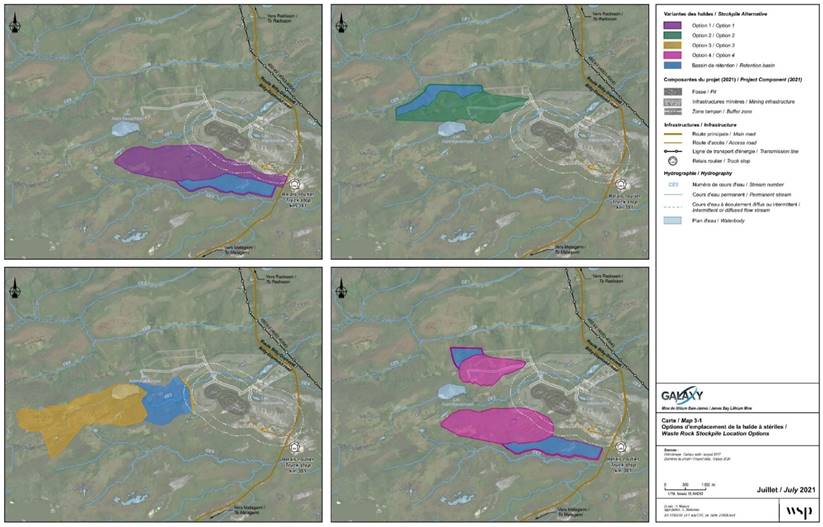 Figure 8: Waste Rock and Tailings Pile Location Options (2018)